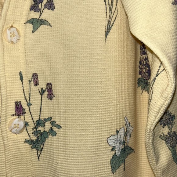 ART UNLIMITED SPORTSWEAR LONG SLEEVE PLANTS PRINT V-NECK CARDIGAN/POCKETS. - Picture 12 of 13